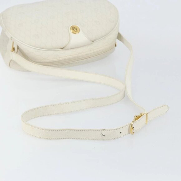 Christian Dior Honeycomb Canvas Shoulder Bag PVC White Gold Auth 142676 - Picture 8 of 16